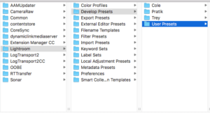 Mac Navigate to LightRoom Presets Folder