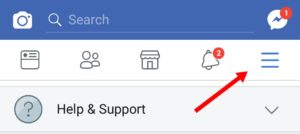 Click on the 3 Horizontal Bars to open the Facebook Menu