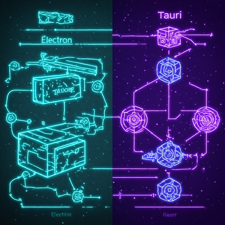Electron vs Tauri architecture and bundle size performance comparison chart